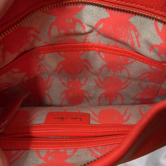 India Hicks Carmen Leather Clutch In Flamingo. - Picture 11 of 13